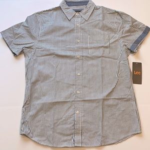 Lee Mens Large Striped Short Sleeve Button Shirt New D20